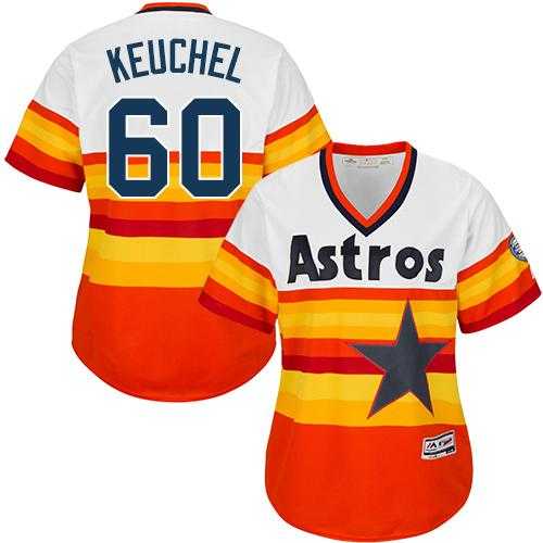 Women's Houston Astros #60 Dallas Keuchel White Orange Alternate Cooperstown Stitched MLB Jersey