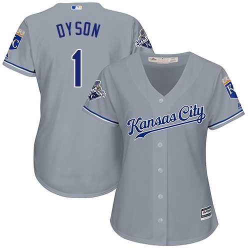Women's Kansas City Royals #1 Jarrod Dyson Grey Road Stitched MLB Jersey Women's Kansas City Royals #1 Jarrod Dyson Grey Road Stitched MLB Jersey