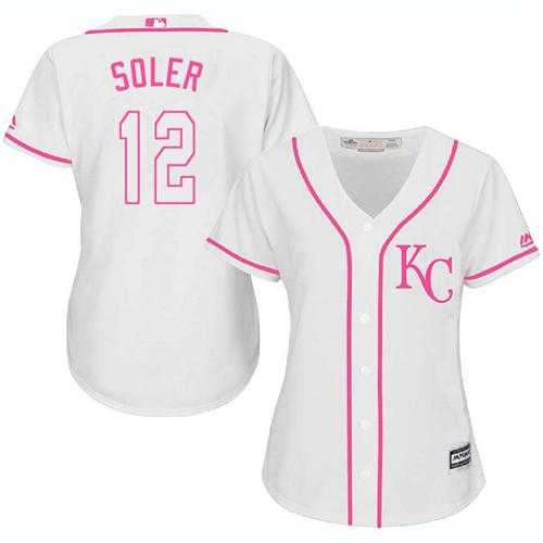 Women's Kansas City Royals #12 Jorge Soler White Pink Fashion Stitched MLB Jersey