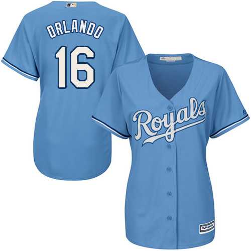 Women's Kansas City Royals #16 Paulo Orlando Light Blue Alternate Stitched MLB Jersey