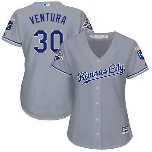 Women's Kansas City Royals #30 Yordano Ventura Grey Road Stitched MLB Jersey