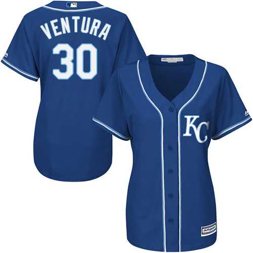 Women's Kansas City Royals #30 Yordano Ventura Royal Blue Alternate Stitched MLB Jersey
