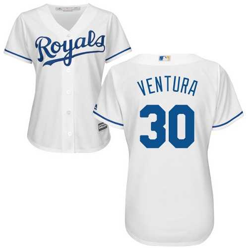 Women's Kansas City Royals #30 Yordano Ventura White Home Stitched MLB Jersey Women's Kansas City Royals #30 Yordano Ventura White Home Stitched MLB Jersey