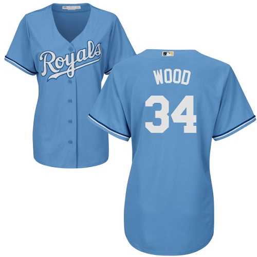 Women's Kansas City Royals #34 Travis Wood Light Blue Alternate Stitched MLB Jersey