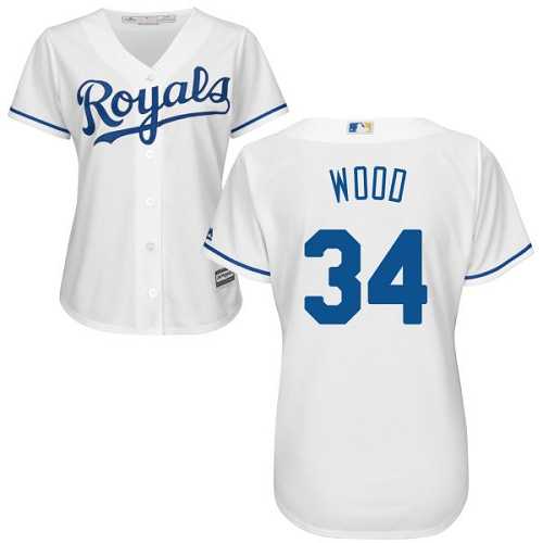 Women's Kansas City Royals #34 Travis Wood White Home Stitched MLB Jersey