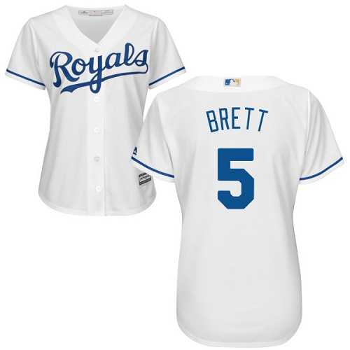 Women's Kansas City Royals #5 George Brett White Home Stitched MLB Jersey