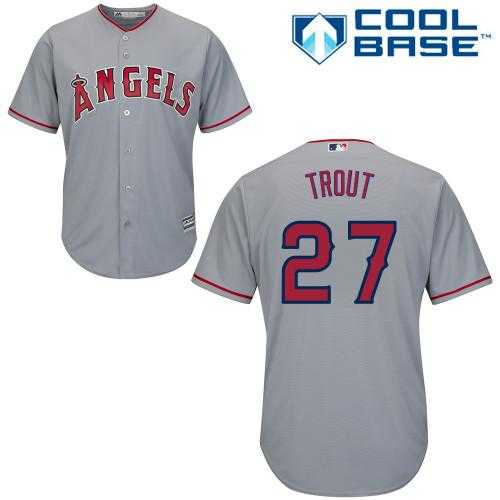 Women's Los Angeles Angels Of Anaheim #27 Mike Trout Grey Road Stitched MLB Jersey