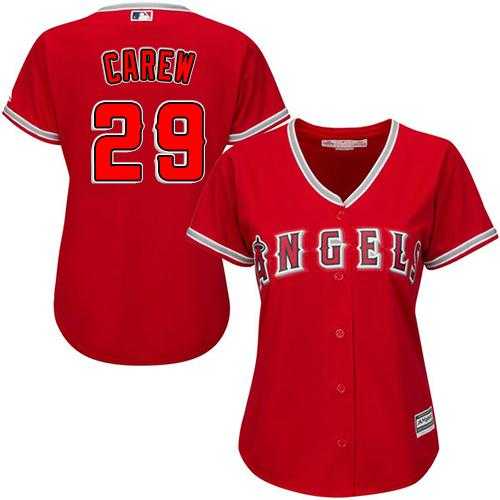 Women's Los Angeles Angels Of Anaheim #29 Rod Carew Red Alternate Stitched MLB Jersey
