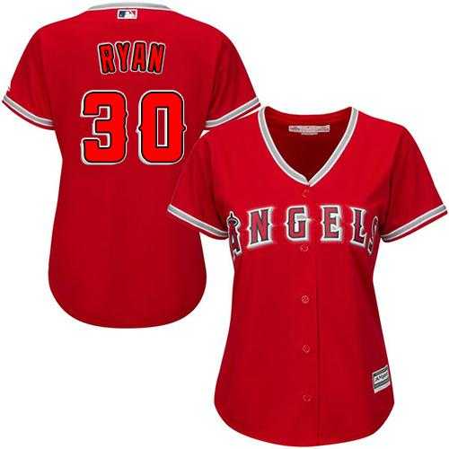 Women's Los Angeles Angels Of Anaheim #30 Nolan Ryan Red Alternate Stitched MLB Jersey Women's Los Angeles Angels Of Anaheim #30 Nolan Ryan Red Alternate Stitched MLB Jersey