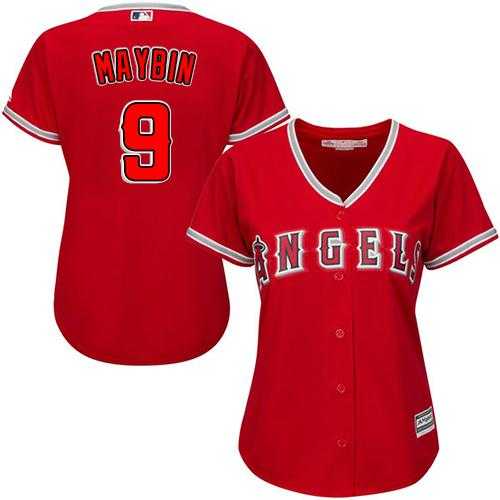 Women's Los Angeles Angels Of Anaheim #9 Cameron Maybin Red Alternate Stitched MLB Jersey