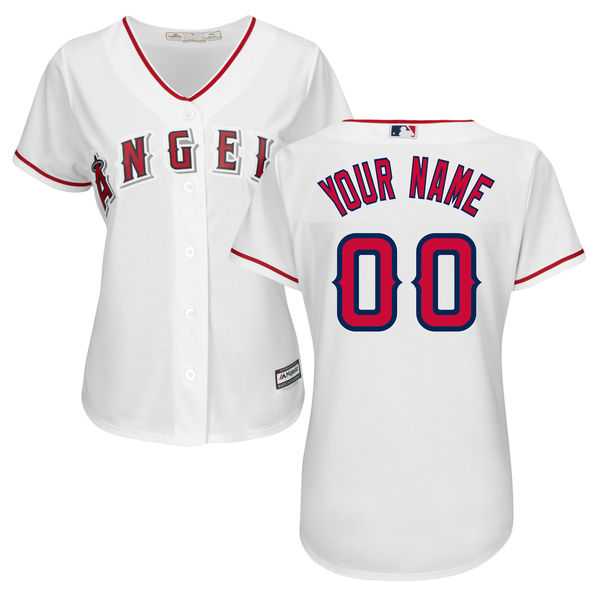 Women's Los Angeles Angels of Anaheim Majestic White Home Cool Base Custom Jersey Women's Los Angeles Angels of Anaheim Majestic White Home Cool Base Custom Jersey