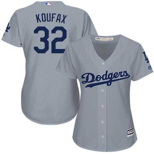 Women's Los Angeles Dodgers #32 Sandy Koufax Grey Alternate Road Stitched MLB Jersey