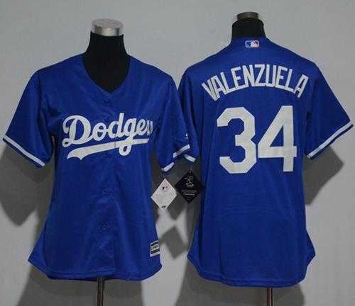 Women's Los Angeles Dodgers #34 Fernando Valenzuela Blue Fashion Stitched MLB Jersey