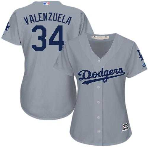 Women's Los Angeles Dodgers #34 Fernando Valenzuela Grey Alternate Road Stitched MLB Jersey