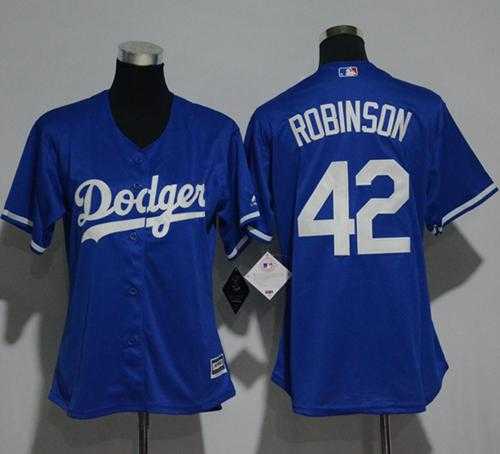 Women's Los Angeles Dodgers #42 Jackie Robinson Blue Alternate Stitched MLB Jersey