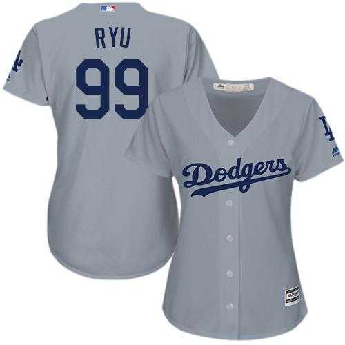 Women's Los Angeles Dodgers #99 Hyun-Jin Ryu Grey Alternate Road Stitched MLB Jersey