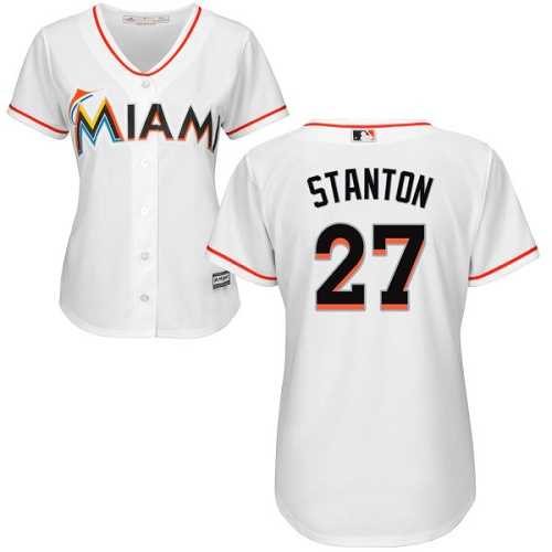 Women's Miami Marlins #27 Giancarlo Stanton White Home Stitched MLB Jersey