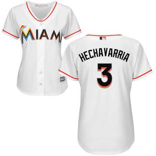 Women's Miami Marlins #3 Adeiny Hechavarria White Home Stitched MLB Jersey