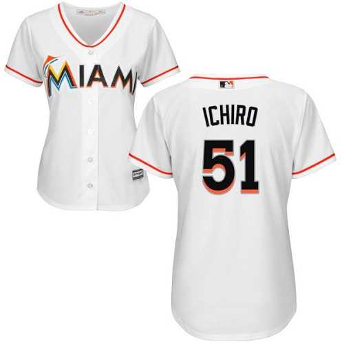 Women's Miami Marlins #51 Ichiro Suzuki White Home Stitched MLB Jersey
