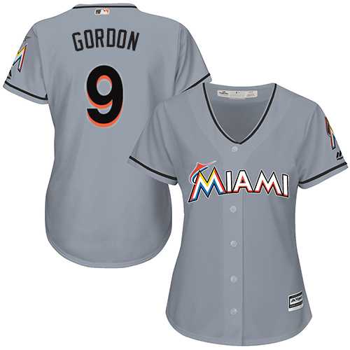 Women's Miami Marlins #9 Dee Gordon Grey Road Stitched MLB Jersey