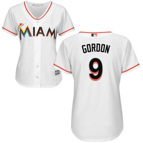 Women's Miami Marlins #9 Dee Gordon White Home Stitched MLB Jersey