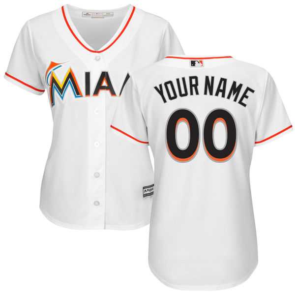 Women's Miami Marlins Majestic White Home Cool Base Custom Jersey