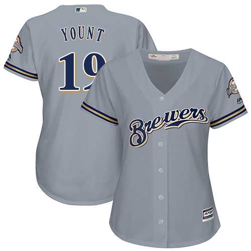 Women's Milwaukee Brewers #19 Robin Yount Grey Road Stitched MLB Jersey