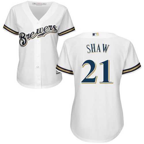 Women's Milwaukee Brewers #21 Travis Shaw White Home Stitched MLB Jersey