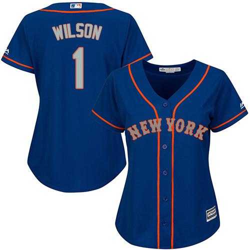 Women's New York Mets #1 Mookie Wilson Blue(Grey NO.) Alternate Stitched MLB Jersey