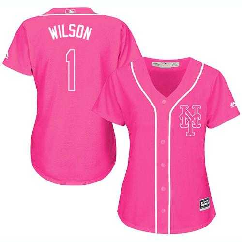 Women's New York Mets #1 Mookie Wilson Pink Fashion Stitched MLB Jersey