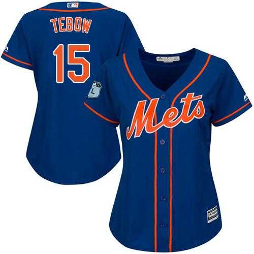 Women's New York Mets #15 Tim Tebow Blue Alternate Stitched MLB Jersey