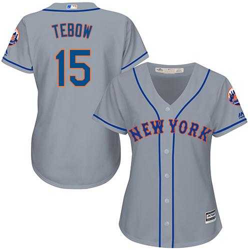 Women's New York Mets #15 Tim Tebow Grey Road Stitched MLB Jersey