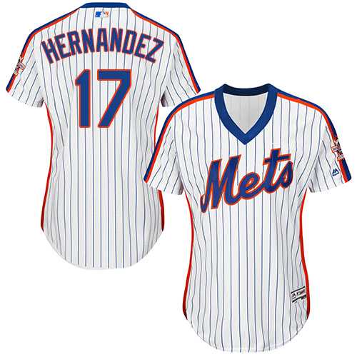 Women's New York Mets #17 Keith Hernandez White(Blue Strip) Alternate Stitched MLB Jersey
