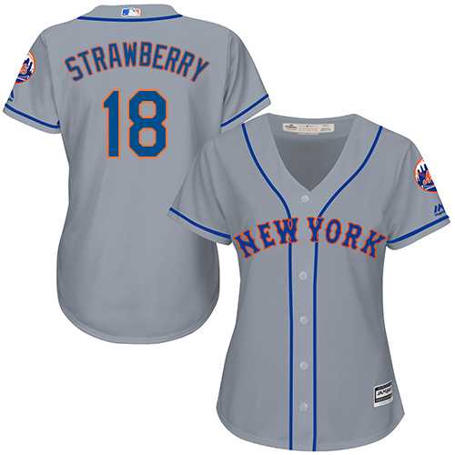 Women's New York Mets #18 Darryl Strawberry Grey Road Stitched MLB Jersey