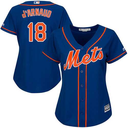Women's New York Mets #18 Travis d'Arnaud Blue Alternate Stitched MLB Jersey