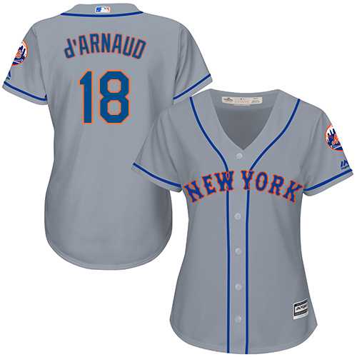 Women's New York Mets #18 Travis d'Arnaud Grey Road Stitched MLB Jersey