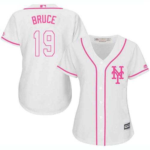 Women's New York Mets #19 Jay Bruce White Pink Fashion Stitched MLB Jersey