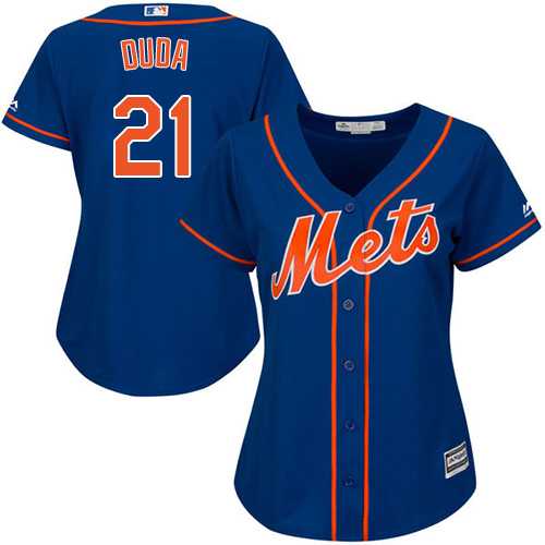 Women's New York Mets #21 Lucas Duda Blue Alternate Stitched MLB Jersey