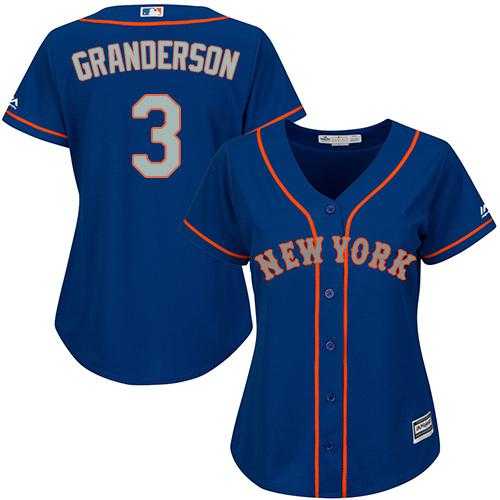 Women's New York Mets #3 Curtis Granderson Blue(Grey NO.) Alternate Stitched MLB Jersey