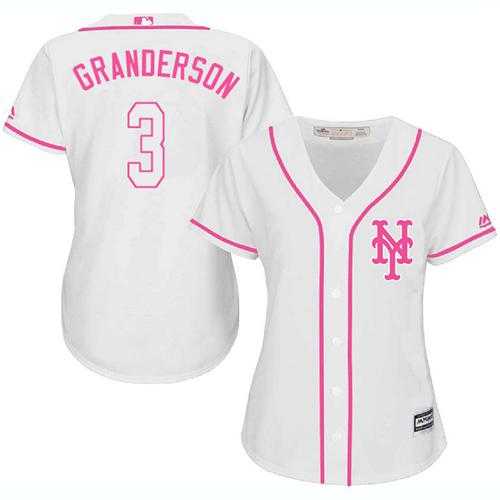 Women's New York Mets #3 Curtis Granderson White Pink Fashion Stitched MLB Jersey