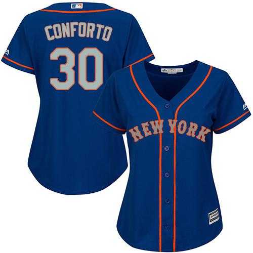 Women's New York Mets #30 Michael Conforto Blue(Grey NO.) Alternate Stitched MLB Jersey