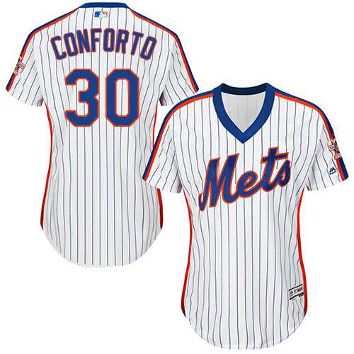 Women's New York Mets #30 Michael Conforto White(Blue Strip) Alternate Stitched MLB Jersey