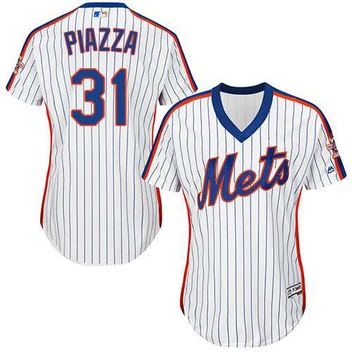 Women's New York Mets #31 Mike Piazza White(Blue Strip) Alternate Stitched MLB Jersey