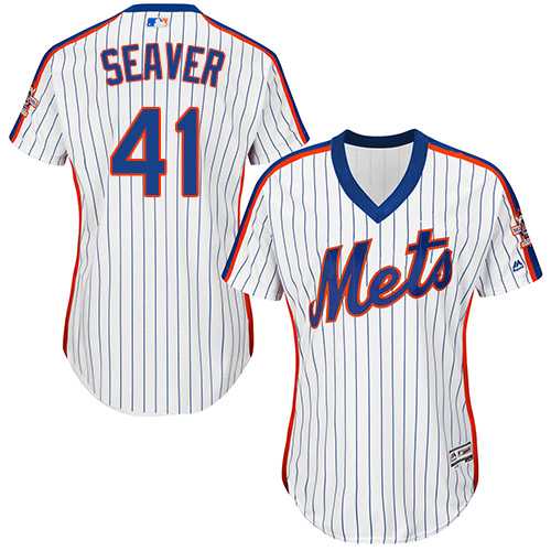 Women's New York Mets #41 Tom Seaver White(Blue Strip) Alternate Stitched MLB Jersey