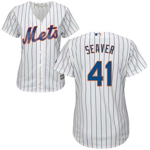 Women's New York Mets #41 Tom Seaver White(Blue Strip) Home Stitched MLB Jersey