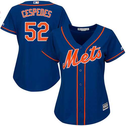 Women's New York Mets #52 Yoenis Cespedes Blue Alternate Stitched MLB Jersey