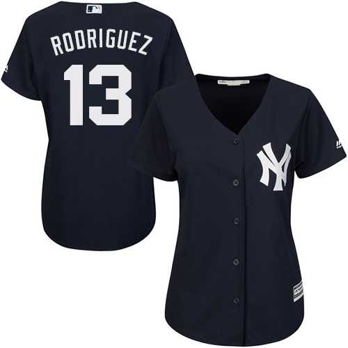 Women's New York Yankees #13 Alex Rodriguez Navy Blue Alternate Stitched MLB Jersey