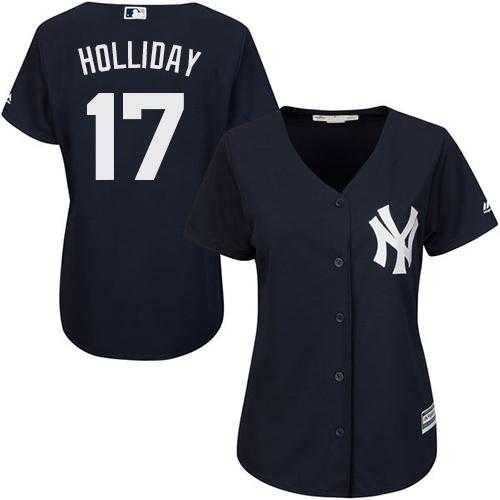 Women's New York Yankees #17 Matt Holliday Navy Blue Alternate Stitched MLB Jersey