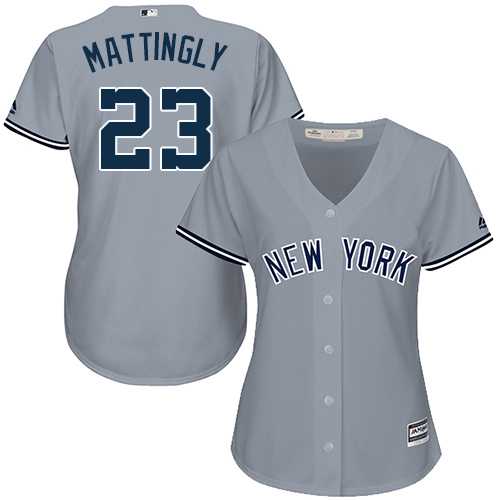 Women's New York Yankees #23 Don Mattingly Grey Road Stitched MLB Jersey