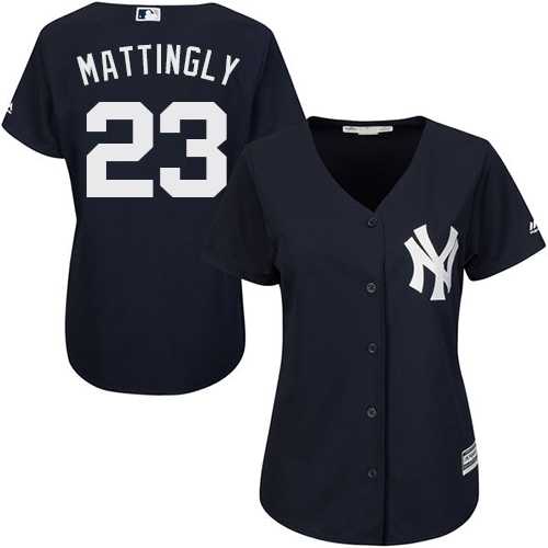 Women's New York Yankees #23 Don Mattingly Navy Blue Alternate Stitched MLB Jersey